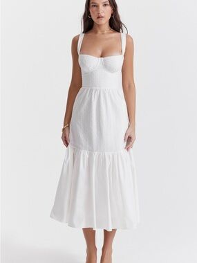 NWT House of CB White Eyelet Elia Midi Dress